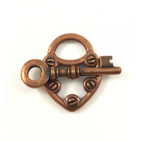 Toggle lock and key antique copper color 